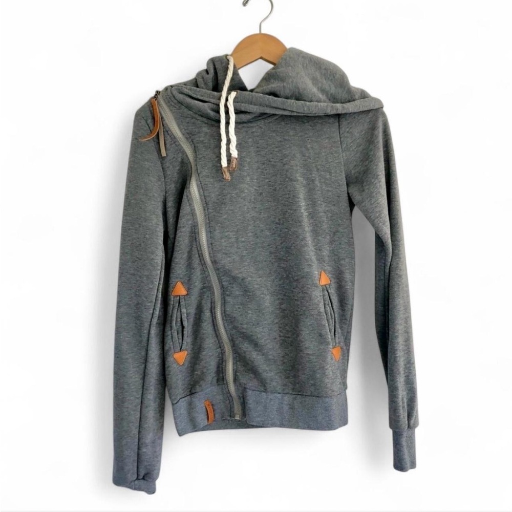 Asymmetric Casual Grey Hoodie